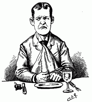 Hungry-angry-unhappy-man-waiting-for-dinner-poor-service-bad-review-restaurant-pen-ink-drawing